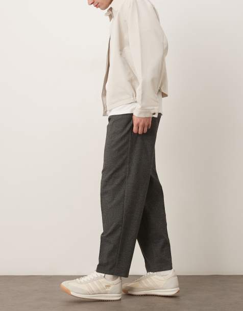 ASOS DESIGN smart pleated oversized tapered trousers in black texture