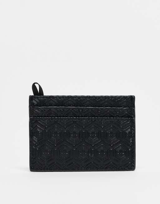 ASOS DESIGN – Czarne etui na karty z wytłoczonym wzorem