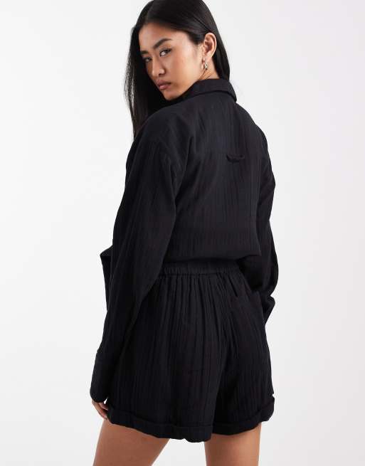 ASOS DESIGN – Czarne fakturowane szorty, część zestawu, 3 z 5