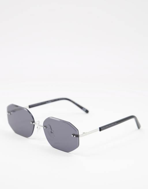ASOS DESIGN – Czarne festiwalowe okulary przeciwsłoneczne w stylu lat 90. z metalowymi oprawkami