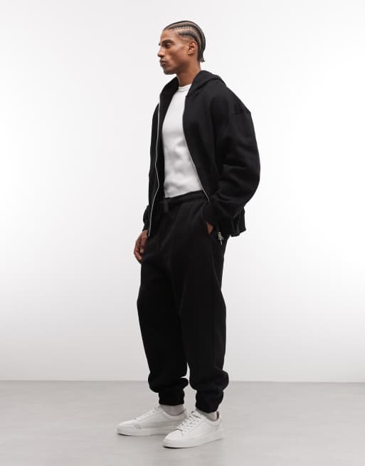 ASOS DESIGN – Czarne grube joggersy premium o luźnym kroju 400 g/m²   , 3 z 5