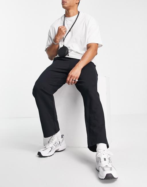ASOS DESIGN – Czarne grube joggersy z szerokimi nogawkami