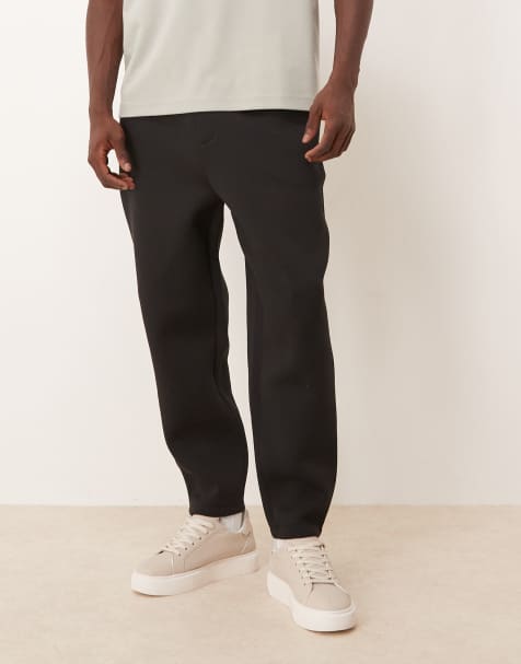 ASOS DESIGN heavyweight tapered jogger in scuba-style fabric in black - BLACK