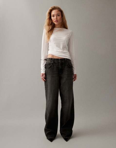 ASOS DESIGN low rise baggy jeans in washed black 