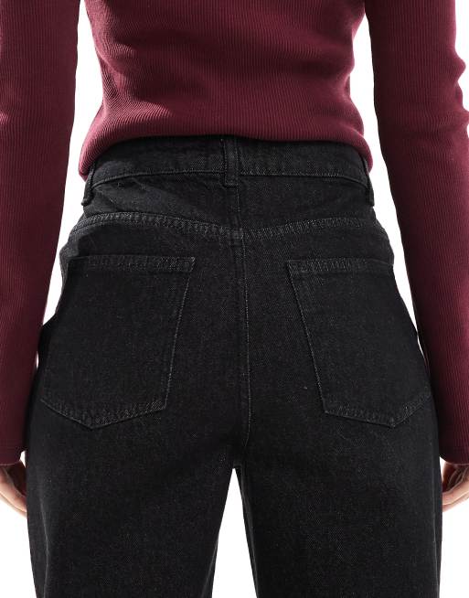 ASOS DESIGN – Czarne jeansy mom fit z kontrastowymi szwami, 4 z 5