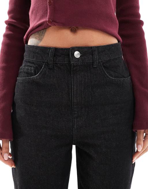 ASOS DESIGN – Czarne jeansy mom fit z kontrastowymi szwami, 5 z 5