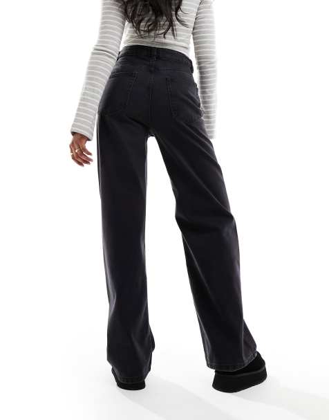 ASOS DESIGN wide leg dad jeans in black