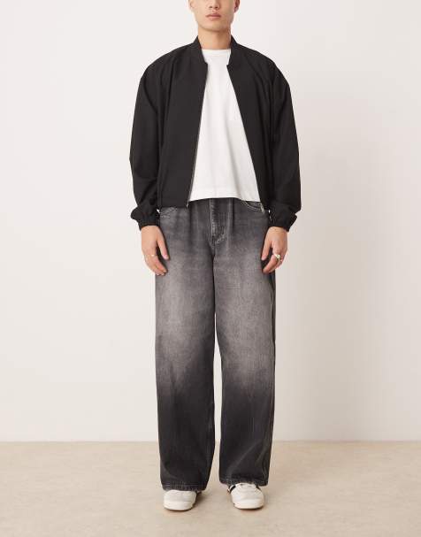 ASOS DESIGN – Czarne jeansy o fasonie super baggy z wiązaniem w talii - view 1