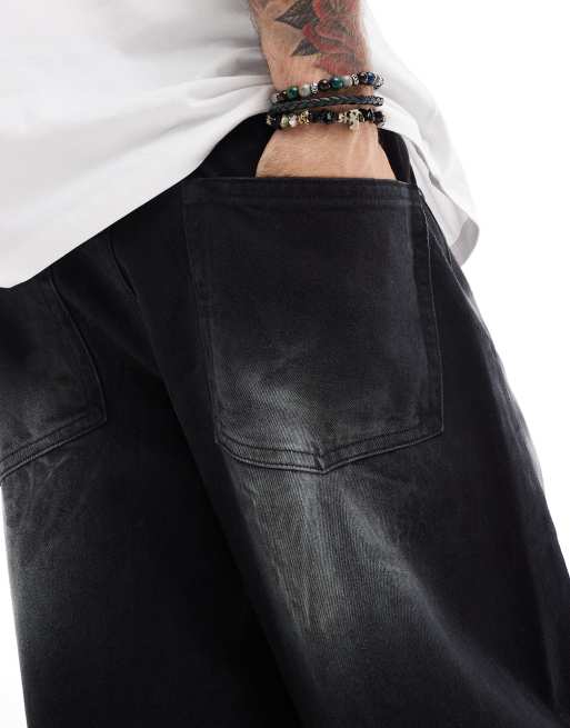 ASOS DESIGN – Czarne jeansy o luźnym kroju z efektem sprania, 4 z 5