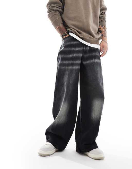 ASOS DESIGN – Czarne jeansy o luźnym kroju z efektem sprania, 5 z 5