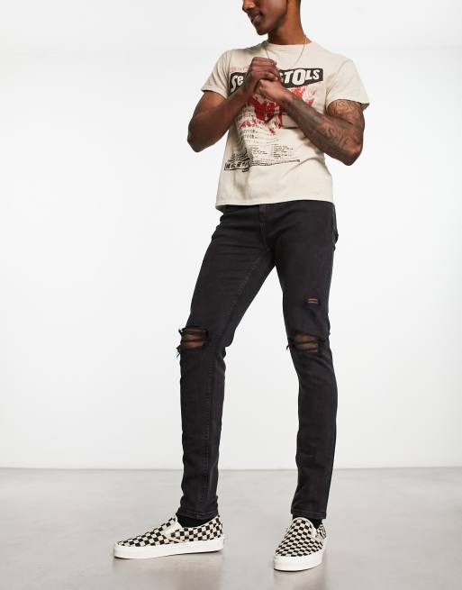 ASOS DESIGN – Czarne jeansy o obcisłym kroju z przetarciami, 4 z 4