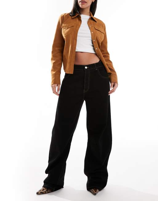 ASOS DESIGN – Czarne jeansy z baryłkowymi nogawkami