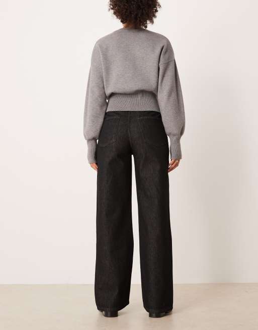 ASOS DESIGN – Czarne jeansy z obniżonym stanem i gładką talią, 3 z 5
