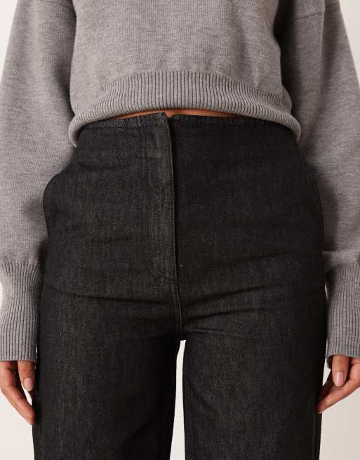ASOS DESIGN – Czarne jeansy z obniżonym stanem i gładką talią, 4 z 5