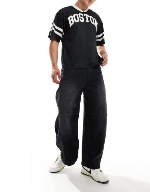 ASOS DESIGN – Czarne jeansy z poszerzanymi nogawkami