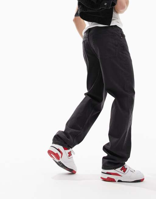 ASOS DESIGN – Czarne jeansy z prostymi nogawkami i efektem sprania