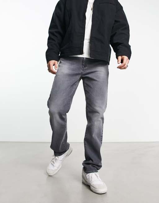 ASOS DESIGN – Czarne jeansy ze stretchem z prostymi nogawkami i efektem sprania