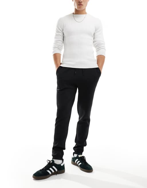 ASOS DESIGN – Czarne joggersy o obcisłym kroju z materiału typu nurek