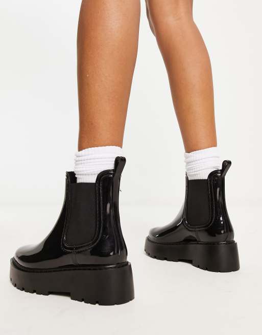 ASOS DESIGN – Czarne kalosze-sztyblety na grubej podeszwie, 2 z 4