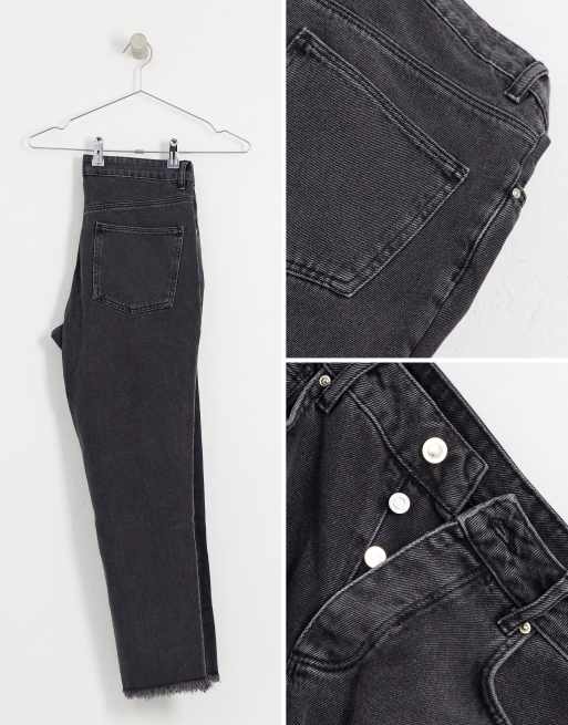 ASOS DESIGN – Czarne klasyczne jeansy z postrzępionym dołem, 3 z 4