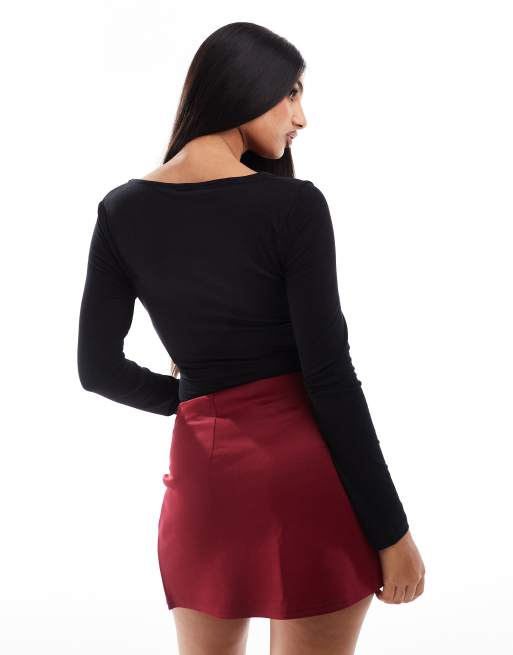 ASOS DESIGN – Czarne kopertowe body z długimi rękawami, 4 z 4