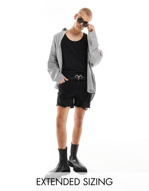 ASOS DESIGN – Czarne krótkie szorty jeansowe z przetarciami - view 1