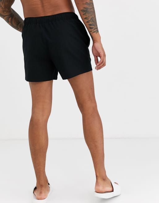 ASOS DESIGN – Czarne krótkie szorty kąpielowe z krepy, 2 z 4