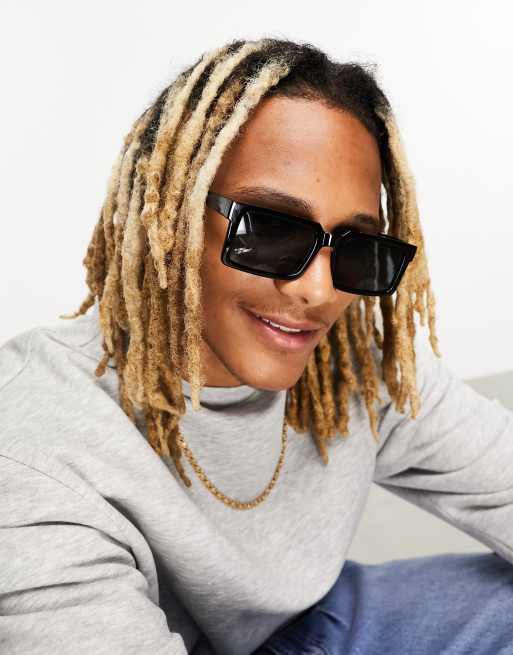 ASOS DESIGN – Czarne kwadratowe wąskie okulary przeciwsłoneczne