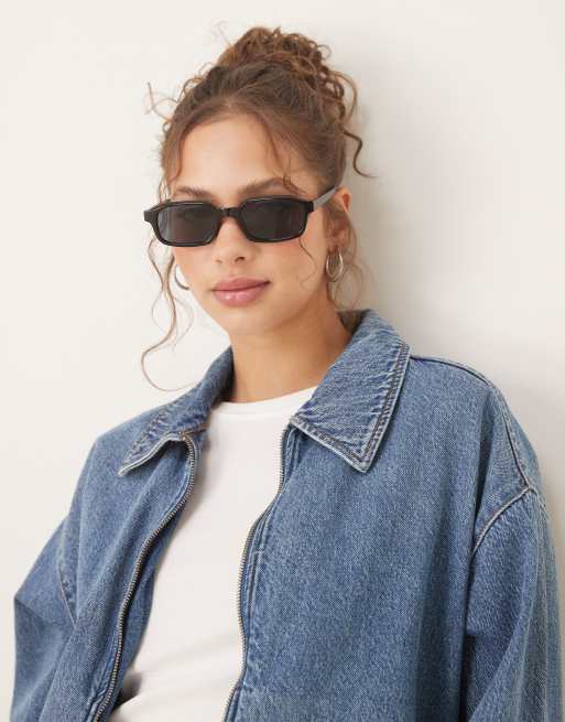 ASOS DESIGN – Czarne kwadratowe wąskie okulary przeciwsłoneczne, 3 z 3