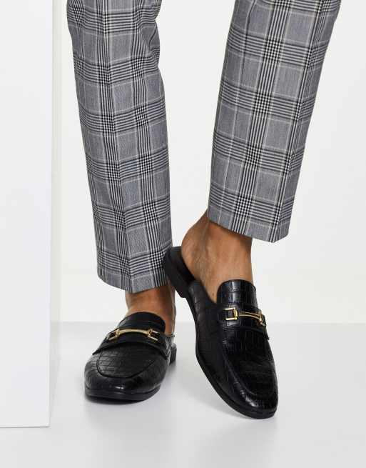 ASOS DESIGN – Czarne loafersy bez pięty z imitacji krokodylej skóry , 3 z 4