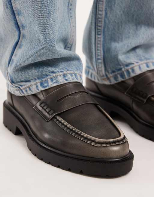 ASOS DESIGN – Czarne loafersy na bieżnikowanej podeszwie, 3 z 4