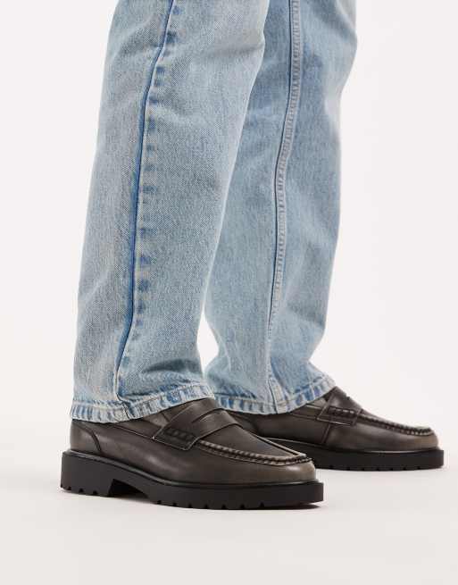 ASOS DESIGN – Czarne loafersy na bieżnikowanej podeszwie, 4 z 4