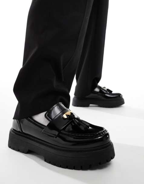 ASOS DESIGN – Czarne loafersy na grubej podeszwie z chwostami - view 1