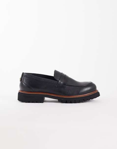 ASOS DESIGN – Czarne loafersy penny z perforowanej skóry z bieżnikiem - view 1