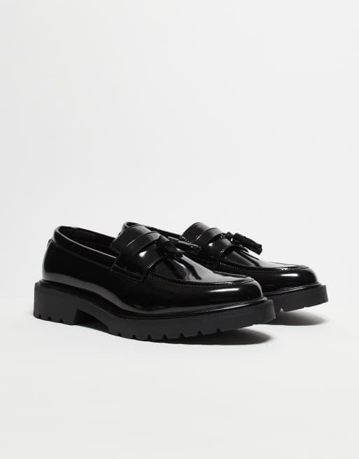 ASOS DESIGN – Czarne loafersy z imitacji skóry z frędzlami, 2 z 5