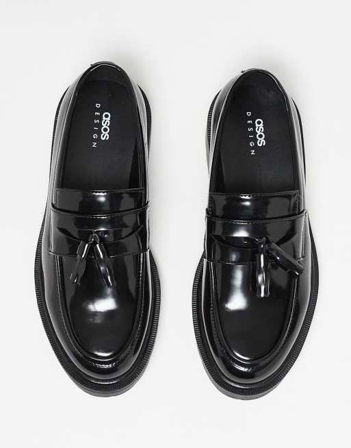 ASOS DESIGN – Czarne loafersy z imitacji skóry z frędzlami, 3 z 5