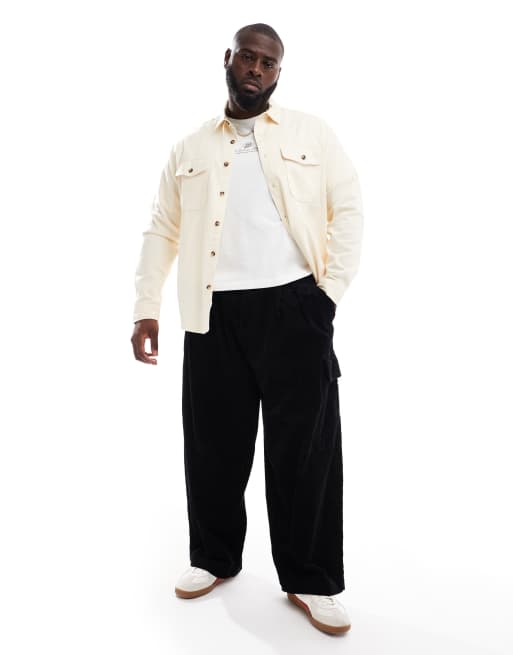 ASOS DESIGN – Czarne luźne bojówki sztruksowe oversize z zakładkami , 2 z 5