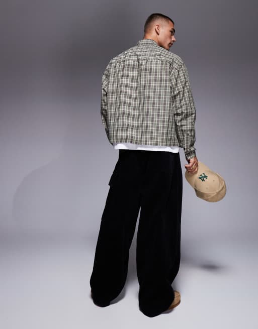 ASOS DESIGN – Czarne luźne bojówki sztruksowe oversize z zakładkami , 3 z 5