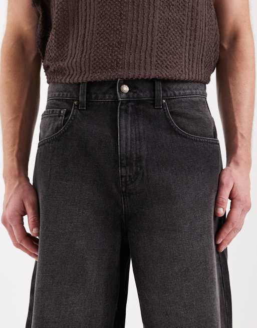 ASOS DESIGN – Czarne luźne jortsy jeansowe z efektem sprania, 4 z 5