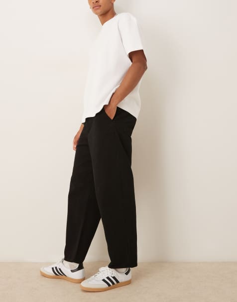 ASOS DESIGN relaxed tapered trousers in black