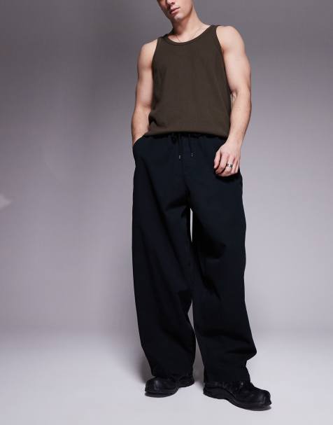 ASOS DESIGN oversized baggy trouser with elasticated waist in black 