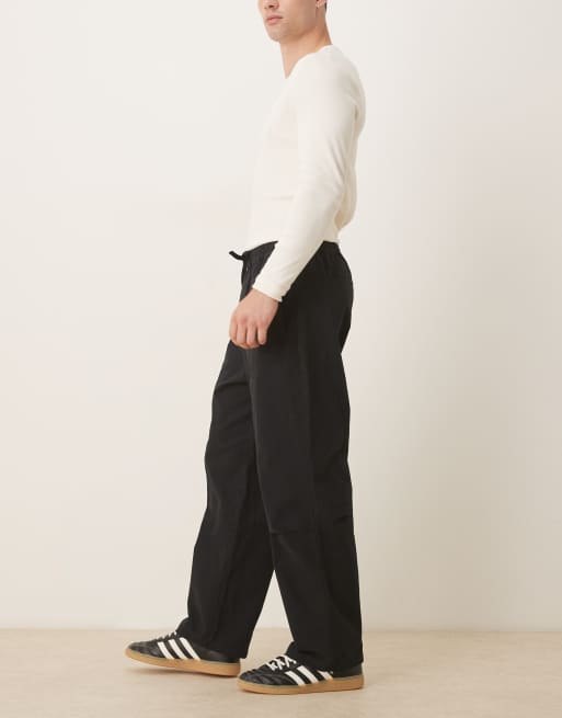 ASOS DESIGN – Czarne luźne spodnie wciągane o zwężanym kroju, 3 z 5