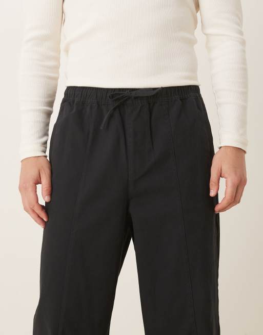 ASOS DESIGN – Czarne luźne spodnie wciągane o zwężanym kroju, 4 z 5