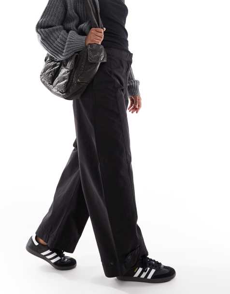 ASOS DESIGN relaxed trousers with tab detail in black