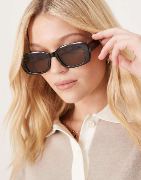 ASOS DESIGN – Czarne masywne okulary przeciwsłoneczne w prostokątnych oprawkach - view 1