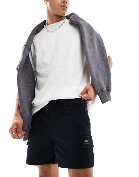 ASOS DESIGN – Czarne obcisłe szorty bojówki z naszywką - view 1