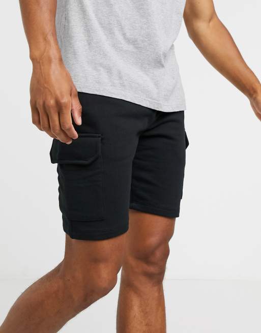 ASOS DESIGN – Czarne obcisłe szorty z dżerseju z pojemnymi kieszeniami