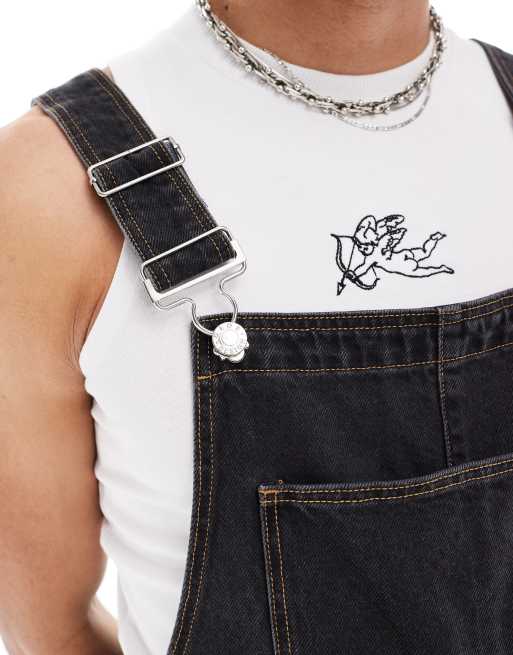 ASOS DESIGN – Czarne ogrodniczki z denimu, 4 z 4