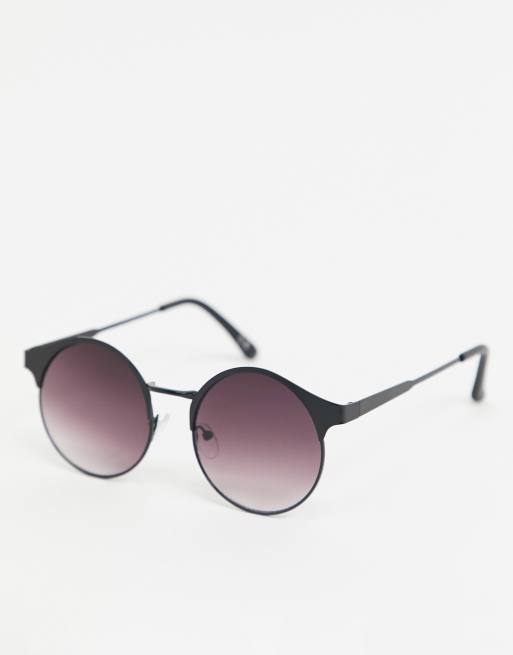 ASOS DESIGN – Czarne okrągłe metalowe okulary przeciwsłoneczne z przyciemnianymi szkłami