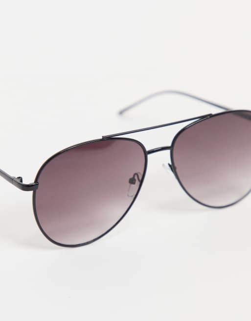 ASOS DESIGN – Czarne okrągłe okulary przeciwsłoneczne typu aviator z metalu, 3 z 4